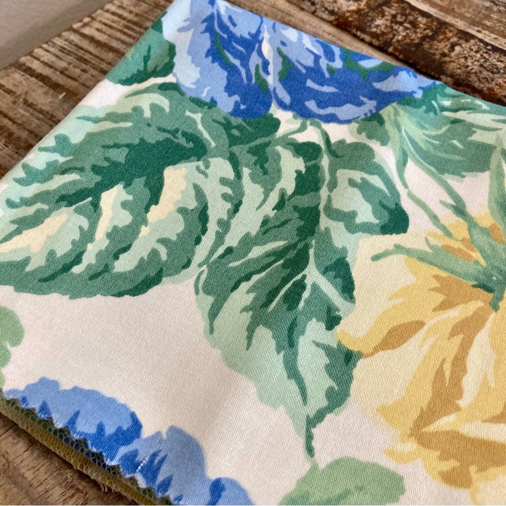 4pcs Blue & Yellow Floral 100% Cotton Fabric Scraps Bundle Fabric Remnants - Picture 9 of 16